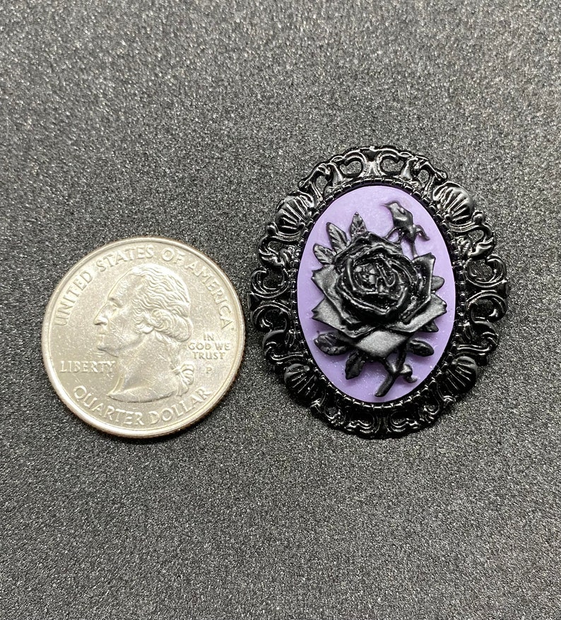 Purple and Black Rose Cameo Brooch image 3