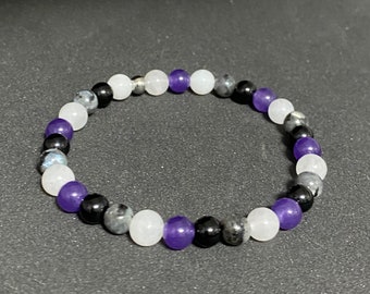 Asexual Pride Flag Beaded Gemstone Bracelet