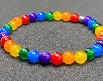 Rainbow Pride Flag Beaded Gemstone Bracelet