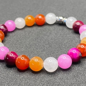 Lesbian Pride Flag Beaded Gemstone Bracelet