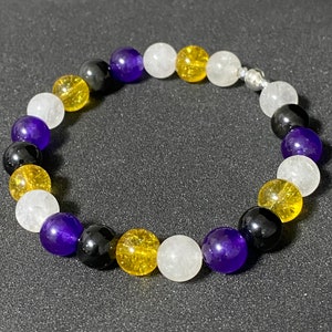 Nonbinary Pride Flag Beaded Gemstone Bracelet