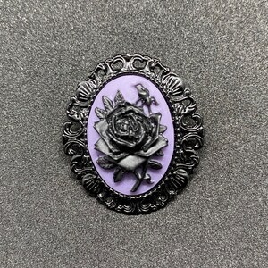 Purple and Black Rose Cameo Brooch zdjęcie 7