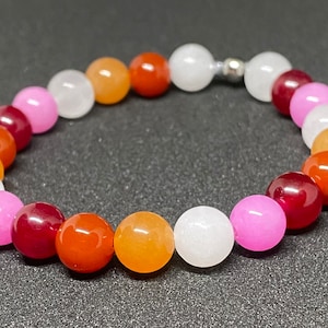 Lesbian Pride Flag Beaded Gemstone Bracelet