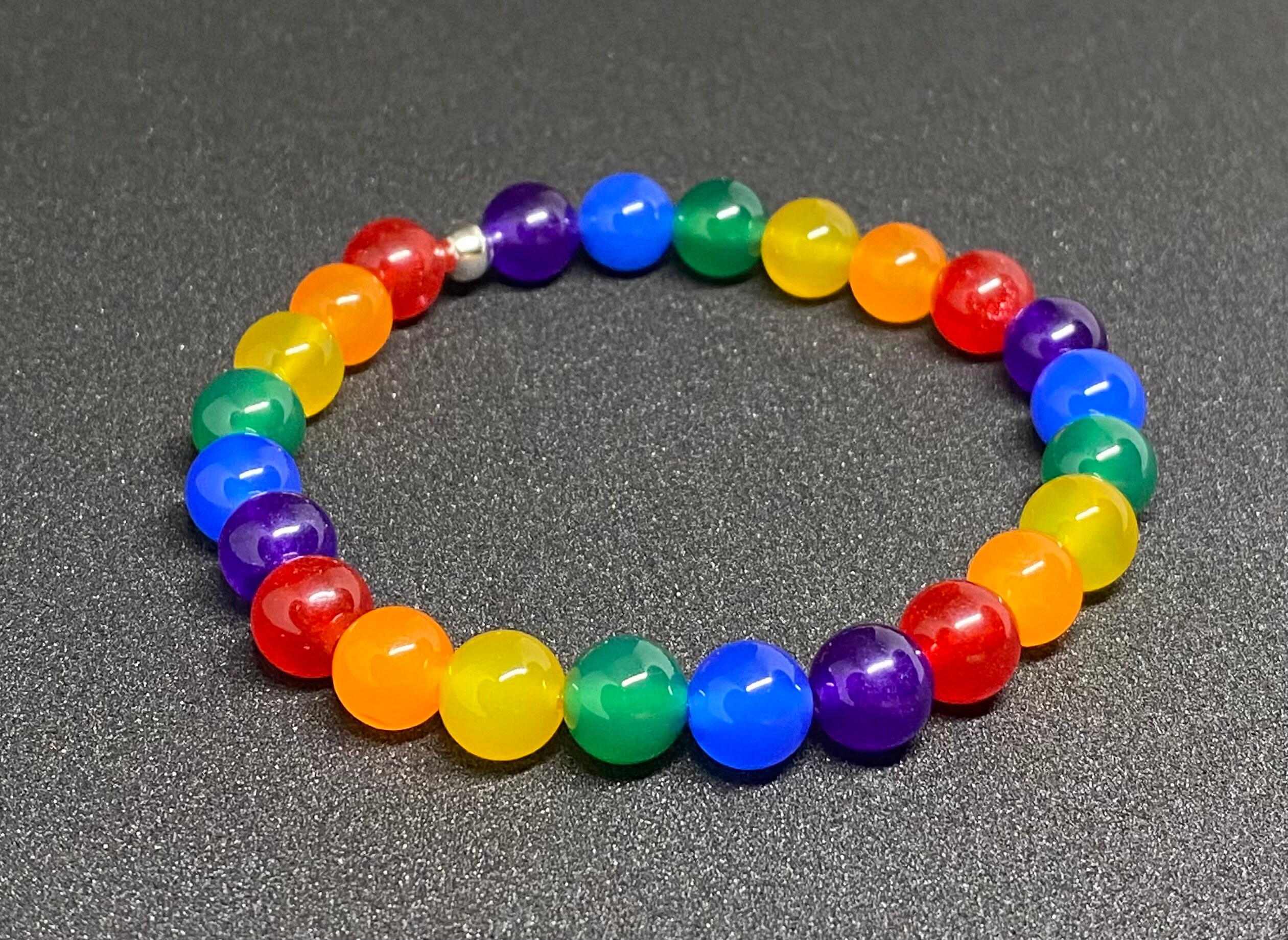 Rainbow Pride Flag Beaded Gemstone Bracelet - Etsy