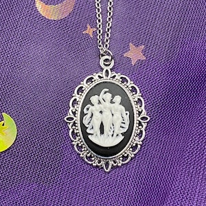 Black and White Three Muses Cameo Necklace