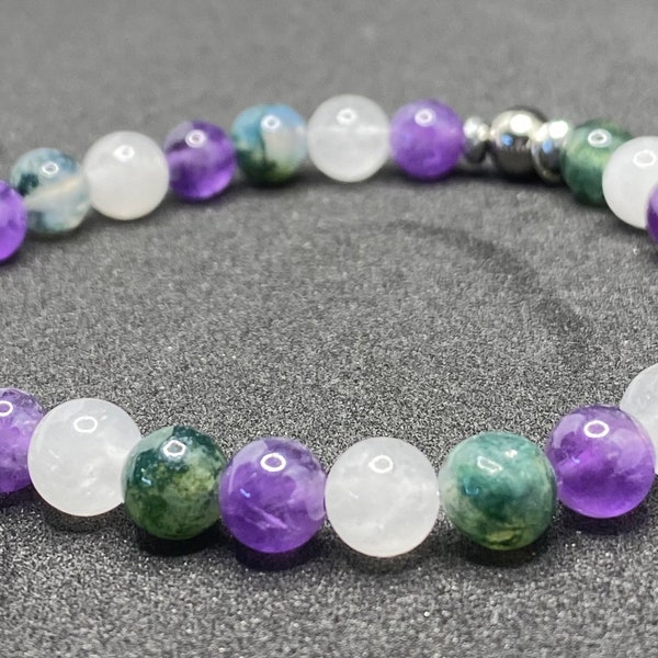 Genderqueer Pride Flag Beaded Gemstone Bracelet