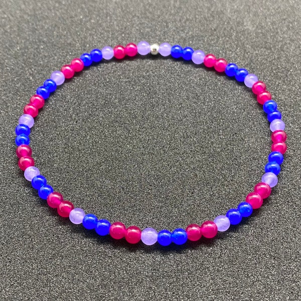 Bisexual Pride Flag Beaded Gemstone Anklet