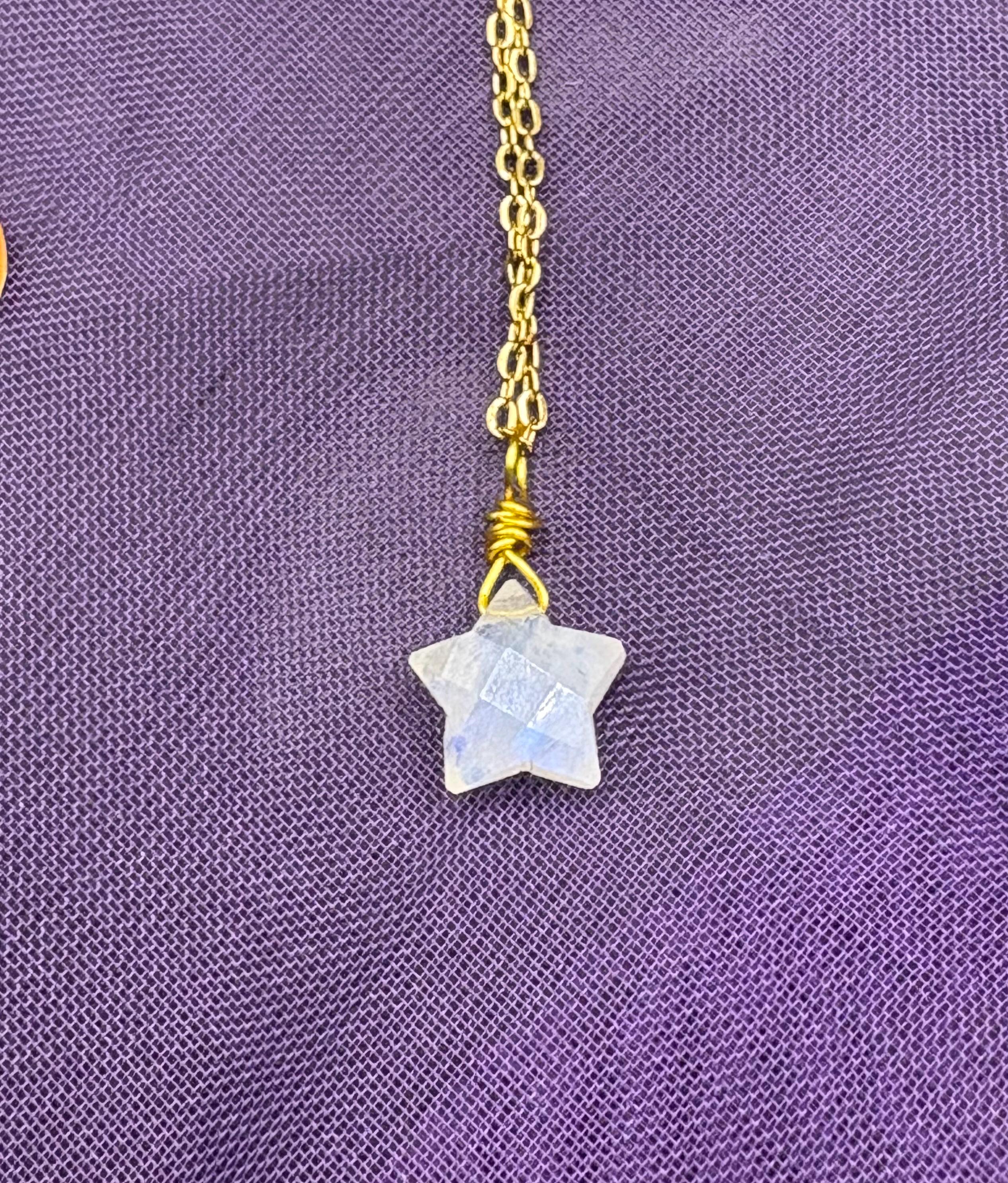 Small Rainbow Moonstone Faceted Star Gemstone Pendant Necklace - Etsy