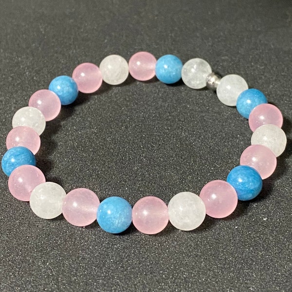 Transgender Pride Flag Beaded Gemstone Bracelet