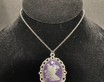 Purple and White Fairy Cameo Necklace