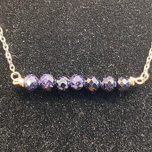 Blue Goldstone Beaded Bar Gemstone Necklace