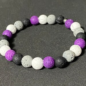 Asexual Pride Flag Lava Bead Bracelet