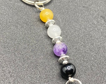 Nonbinary Pride Flagge Perlen Edelstein Schlüsselanhänger