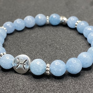 Pisces Symbol Beaded Gemstone Bracelet