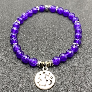Aquarius Constellation Charm Beaded Gemstone Bracelet