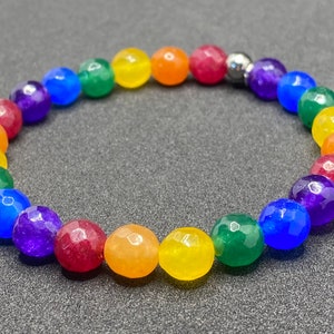 Rainbow Pride Flag Beaded Gemstone Bracelet