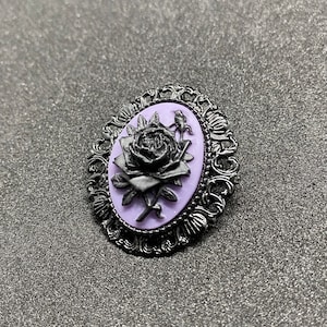 Purple and Black Rose Cameo Brooch image 4