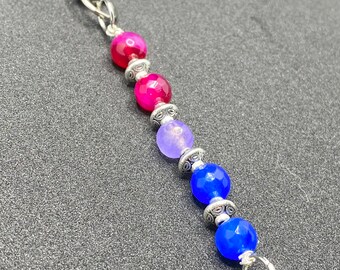 Bisexual Pride Flag Beaded Gemstone Keychain