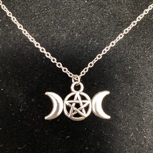Triple Moon Goddess Charm Necklace