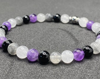 Asexual Pride Flag Beaded Gemstone Bracelet