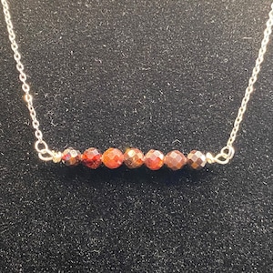Garnet Beaded Bar Gemstone Necklace