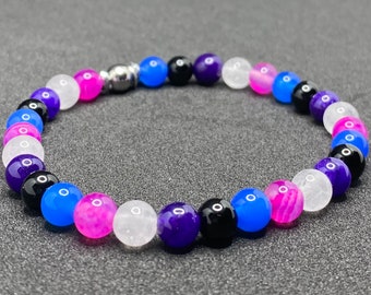 Genderfluid Pride Flag Beaded Gemstone Bracelet