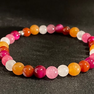 Lesbian Pride Flag Beaded Gemstone Bracelet afbeelding 1