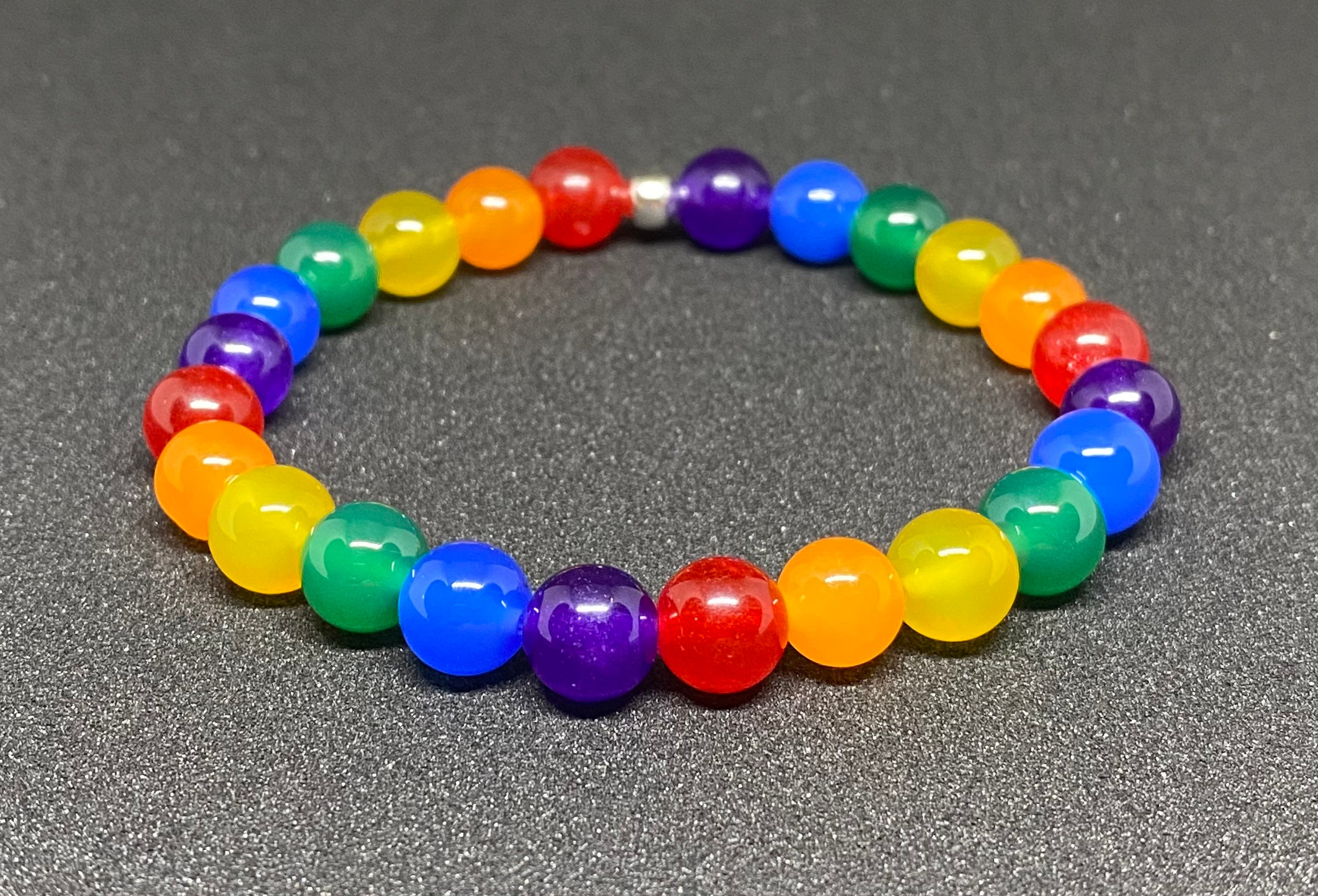 Rainbow Pride Flag Beaded Gemstone Bracelet - Etsy