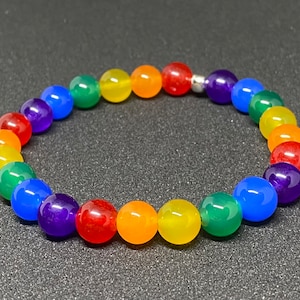 Rainbow Pride Flag Beaded Gemstone Bracelet