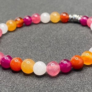 Lesbian Pride Flag Beaded Gemstone Bracelet