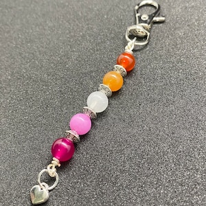 Lesbian Pride Flag Beaded Gemstone Keychain