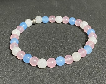 Transgender Pride Flag Beaded Gemstone Bracelet