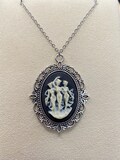 Black and Ivory Three Muses Cameo Necklace