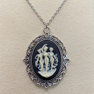 Black and Ivory Three Muses Cameo Necklace