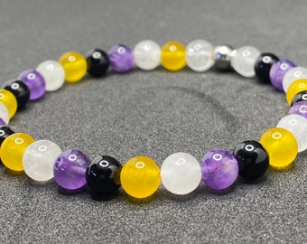 Nonbinary Pride Flag Beaded Gemstone Bracelet