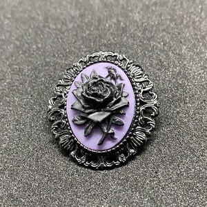 Purple and Black Rose Cameo Brooch zdjęcie 2