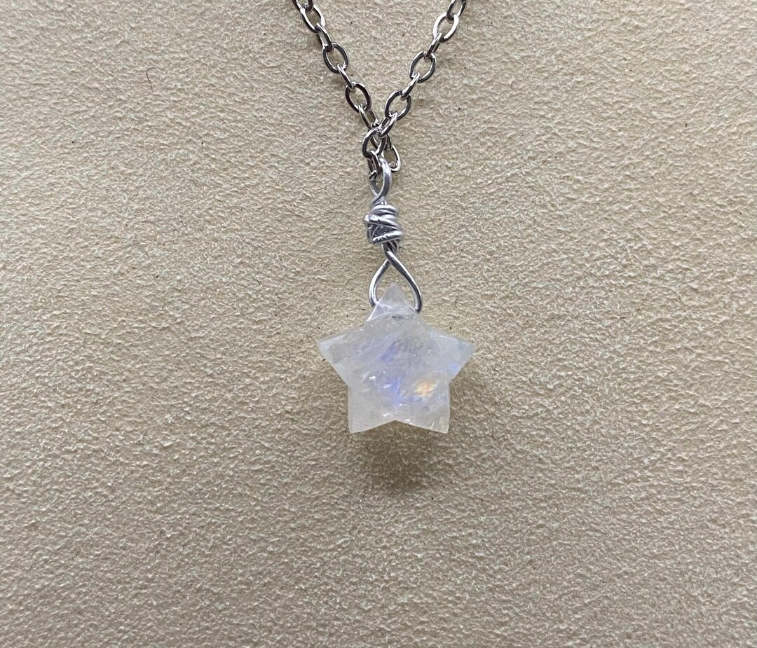 Small Rainbow Moonstone Faceted Star Gemstone Pendant Necklace - Etsy