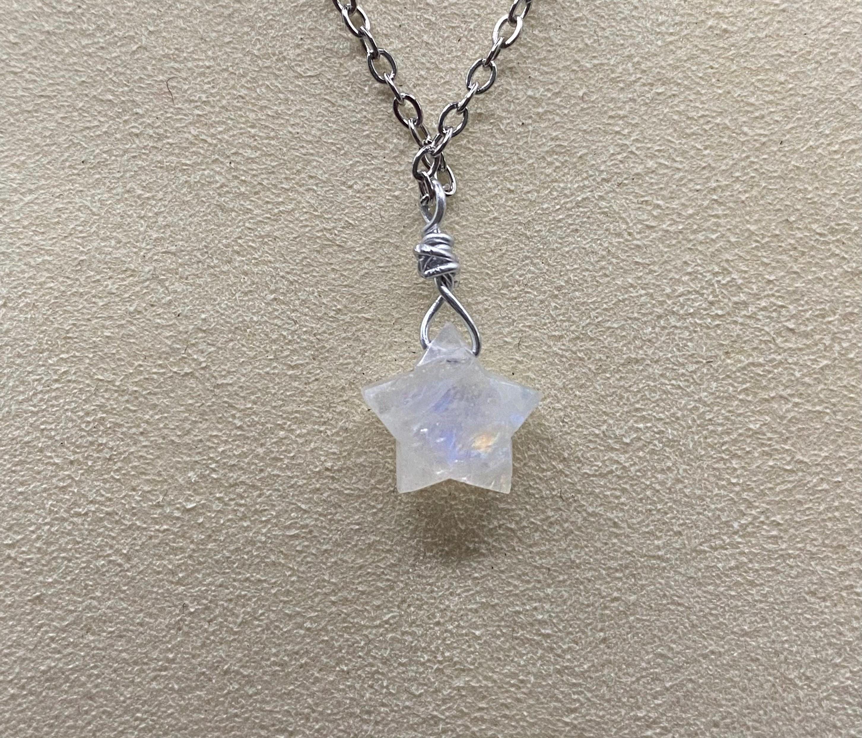 Small Rainbow Moonstone Faceted Star Gemstone Pendant Necklace - Etsy