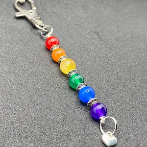 Rainbow Pride Flag Beaded Gemstone Keychain