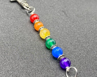 Rainbow Pride Flag Beaded Gemstone Keychain