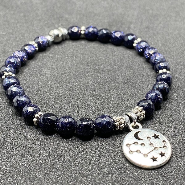 Virgo Constellation Charm Beaded Gemstone Bracelet