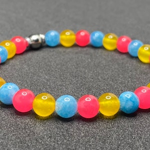 Pansexual Pride Flag Beaded Gemstone Bracelet