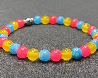 Pansexual Pride Flag Beaded Gemstone Bracelet