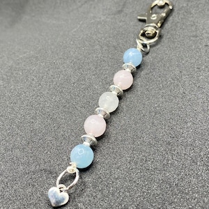 Transgender Pride Flag Beaded Gemstone Keychain