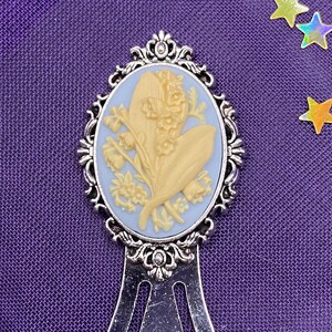 Blue and Ivory Lily of the Valley Cameo Clip Bookmark