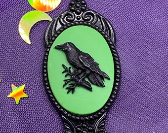 Acid Green and Black Raven Cameo Clip Bookmark