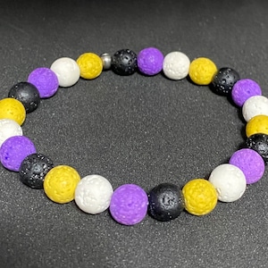 Nonbinary Pride Flag Lava Bead Bracelet