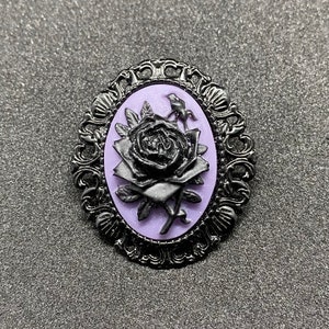 Purple and Black Rose Cameo Brooch image 1