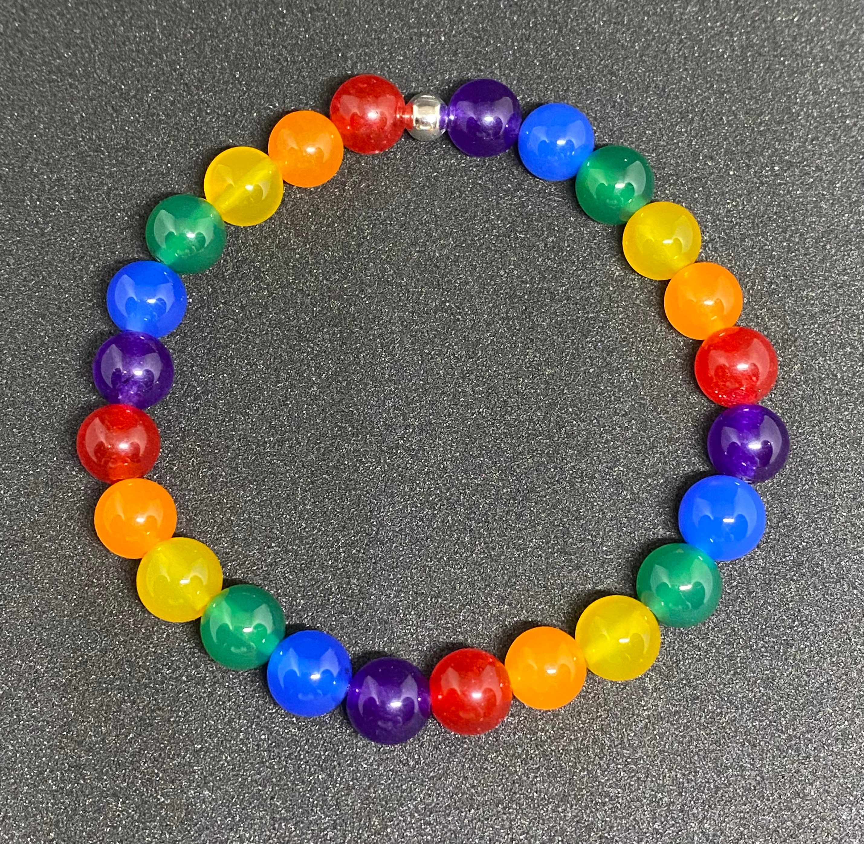 Rainbow Pride Flag Beaded Gemstone Bracelet - Etsy