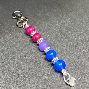 Bisexual Pride Flag Beaded Gemstone Keychain